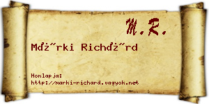 Márki Richárd névjegykártya